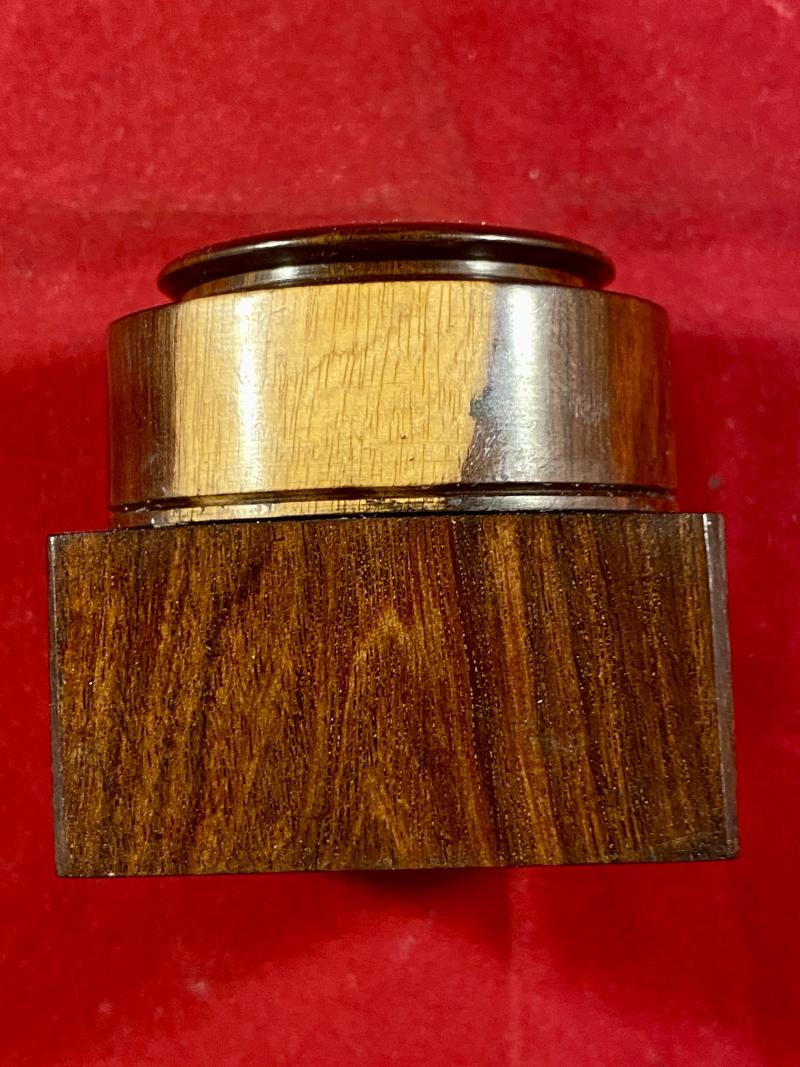 Beautiful Antique Victorian Turned Rosewood Campaign Berry’s Patent Crown Traveling Inkwell c1860