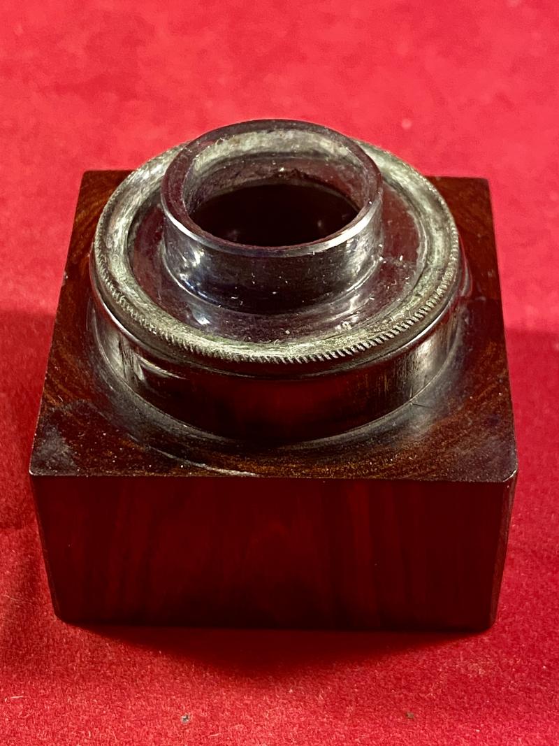 Beautiful Antique Victorian Turned Rosewood Campaign Berry’s Patent Crown Traveling Inkwell c1860