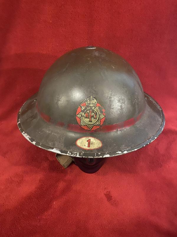 WW2 British NFS Leading Fireman’s Brodie Helmet 1939 – Gosford Newcastle - Named to C B CARNEGIE