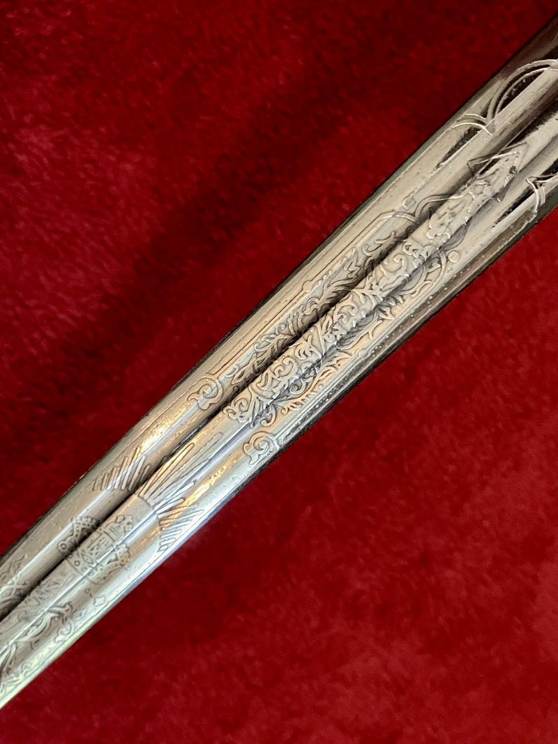 Good REPRODUCTION Scottish Highland Officer’s Basket Sword 1828 Pattern with Plated Scabbard c1980