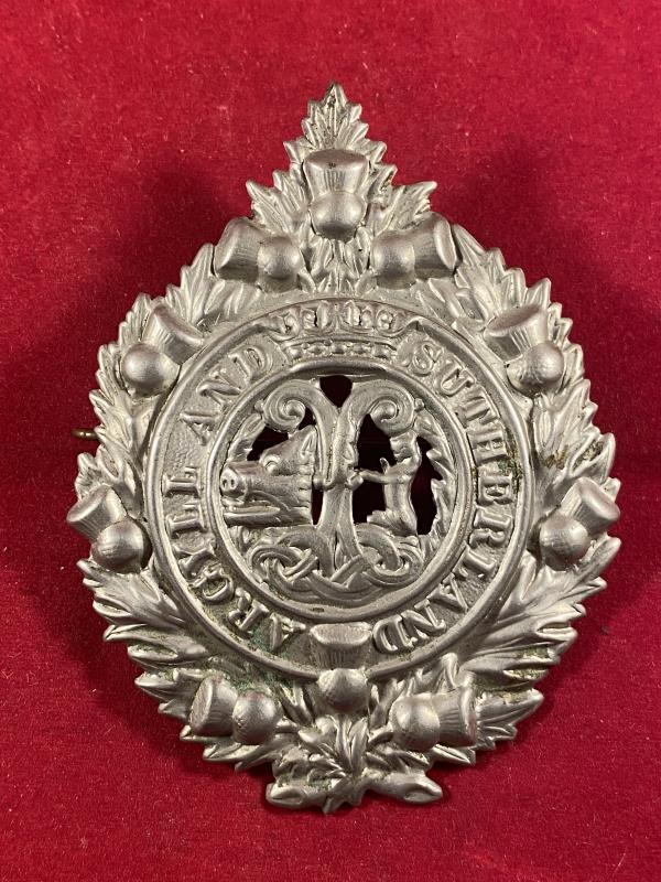 WW1 Period Argyll and Sutherland Highlanders Large Metal Cap Badge