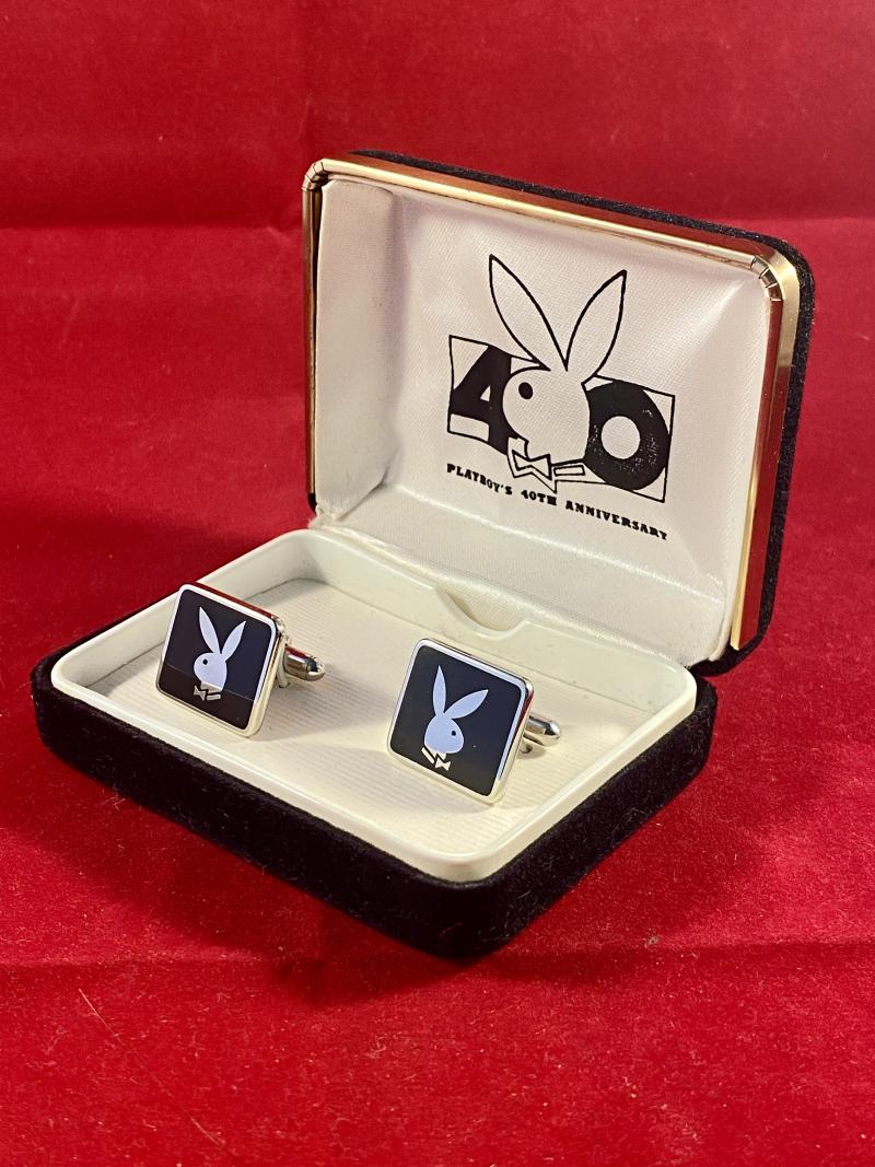 Mint Playboy 40th Anniversary - ‘Bunny’ Logo Cufflinks with Original Case