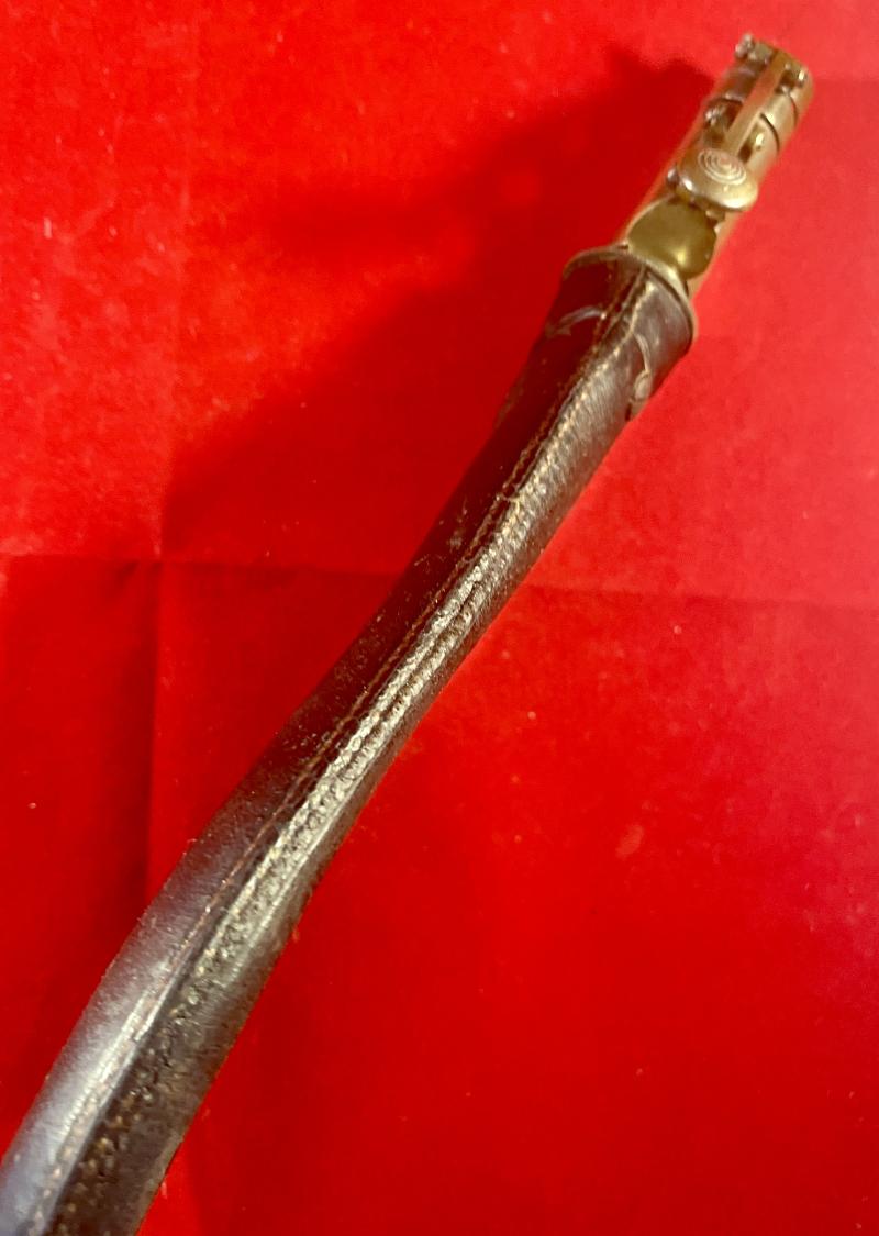 19th Century English Spring Loaded Embossed Leather Shot Powder Flask with Hunting Scene