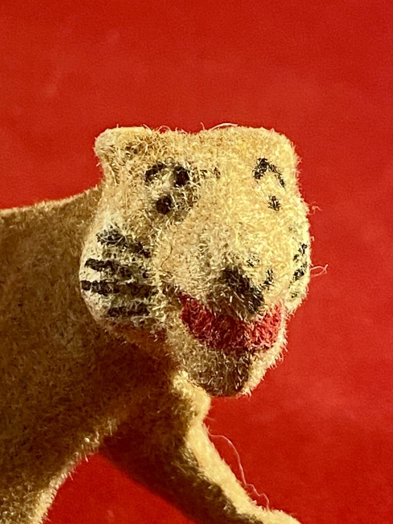 Lead Cast - Felt Covered – Lion Toy Figure from the Taylor & Barrett Zoo Series c1940