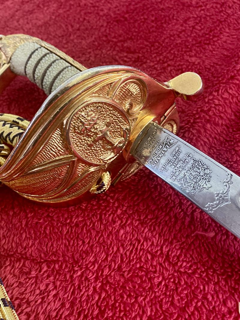 Extra Photos ERII Royal Navy Officer’s Sword by Wilkinson Sword with Scabbard and Dress Knot c1980 - 51840