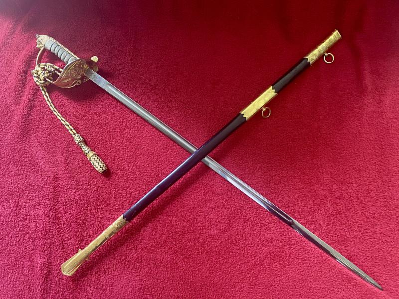 ERII Royal Navy Officer’s Sword by Wilkinson Sword with Scabbard and Dress Knot c1980