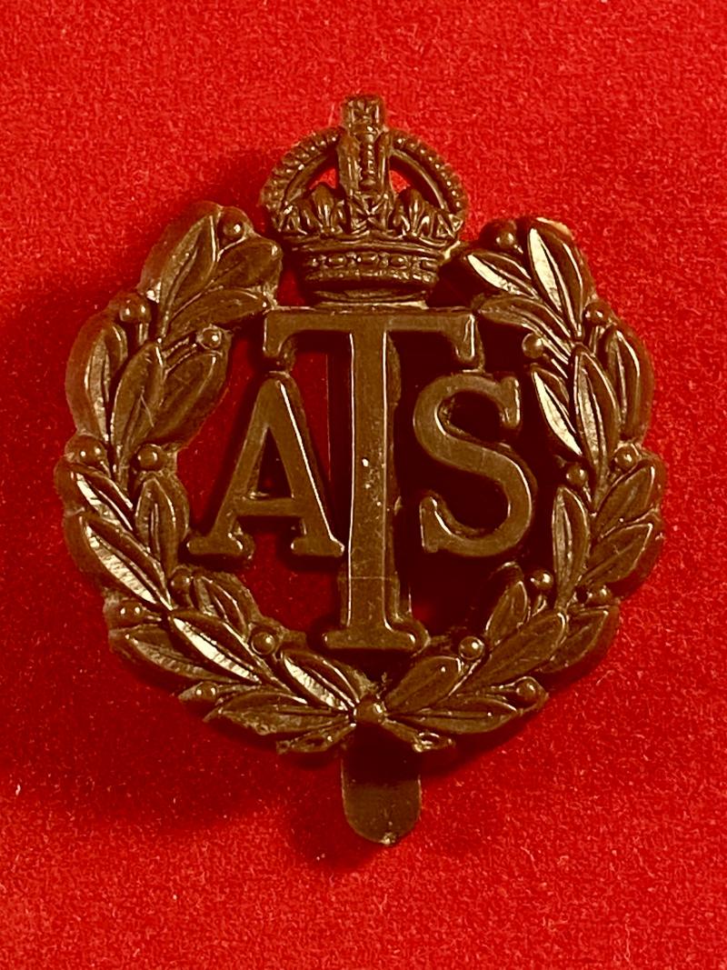 Genuine WW2 ATS Auxiliary Territorial Service Plastic Economy Issue Cap Badge by Jarrett, Rainsford and Laughton Ltd, of Birmingham