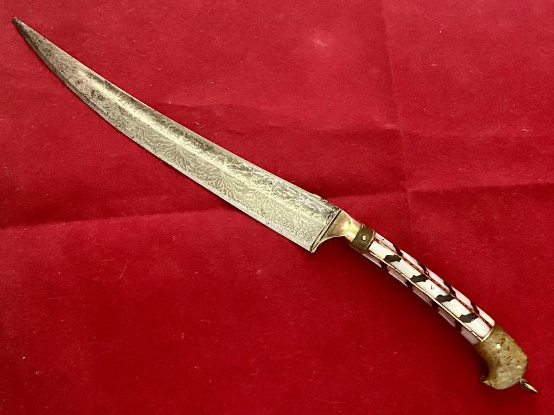 Extra Photos of 19th Century Indo Persian Pesh-Kabz (Chura) Dagger with Red Leather Covered Wooden Sheath - 51847