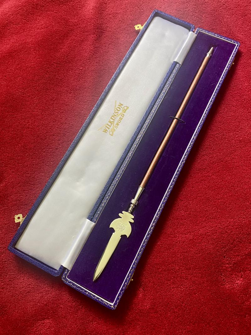 Scarce 15” Miniature Partizan Polearm as Carried by Tower of London Beefeaters with Silver Spike and Butt by Wilkinson Sword – Mint in Box c1978