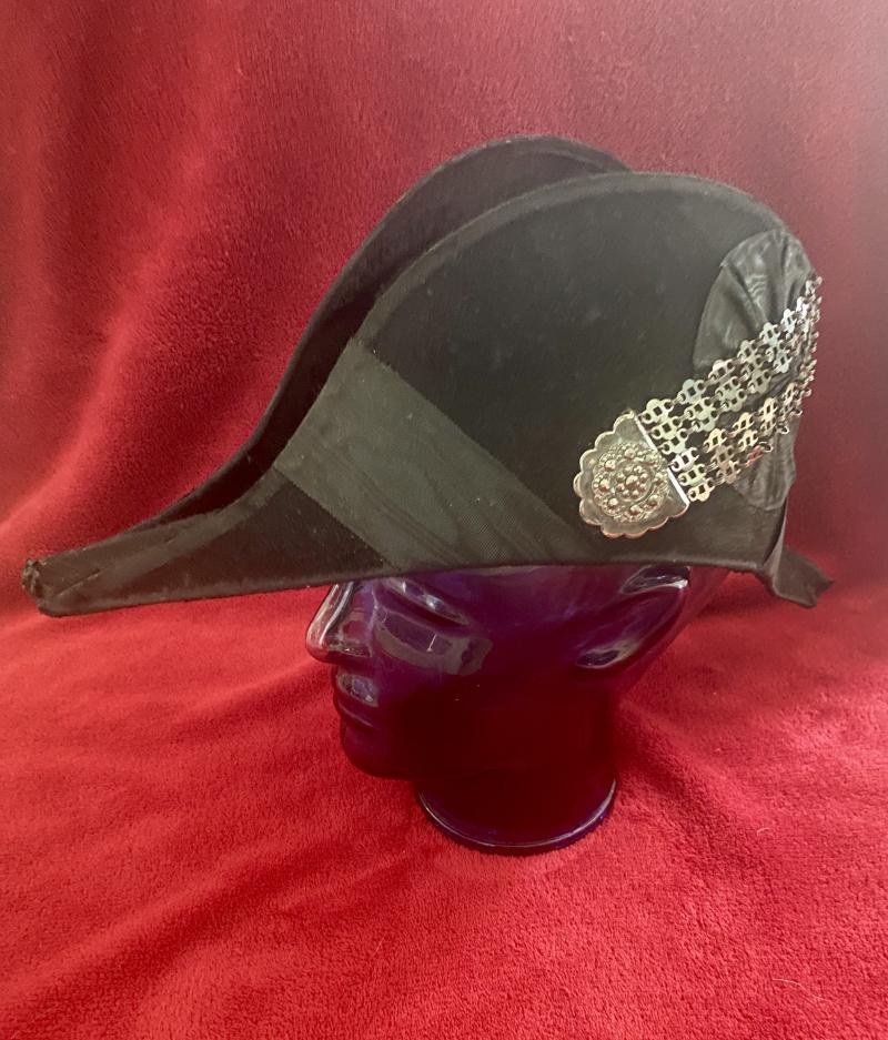 Antique Victorian Court Dress Cocked Moleskin Bicorn Hat c1880