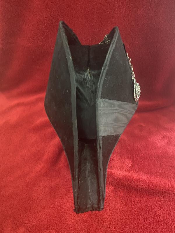 Antique Victorian Court Dress Cocked Moleskin Bicorn Hat c1880