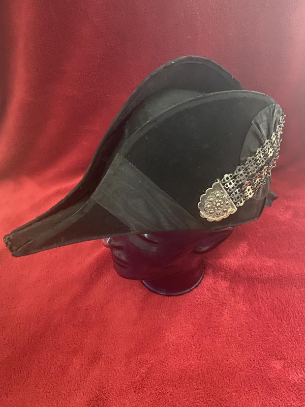 Antique Victorian Court Dress Cocked Moleskin Bicorn Hat c1880