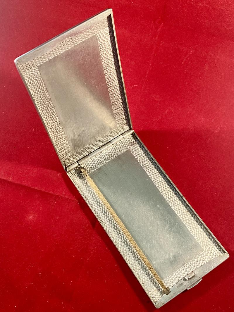 WW2 Italian POW made Aluminium Trench Art Cigarette Case Depicting a Horse and Dog