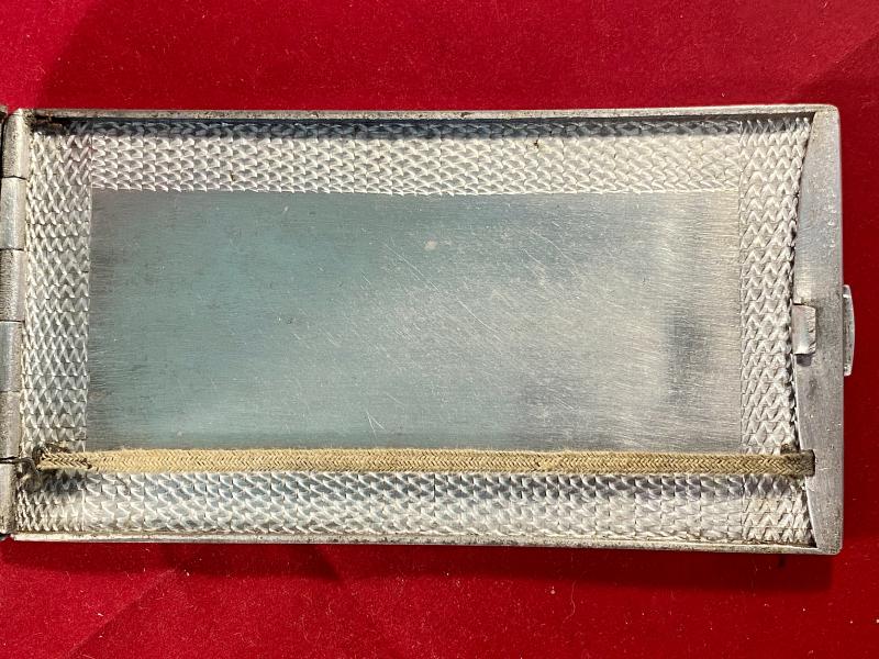 WW2 Italian POW made Aluminium Trench Art Cigarette Case Depicting a Horse and Dog