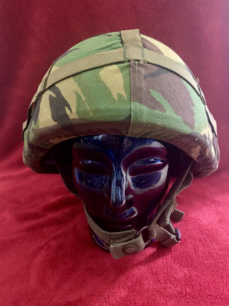 Large Size British Army Issued GS MK 6 Combat Helmet with DPM Camo Cover - dated 1987