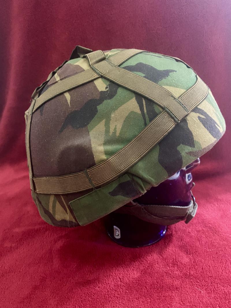 Large Size British Army Issued GS MK 6 Combat Helmet with DPM Camo Cover - dated 1987