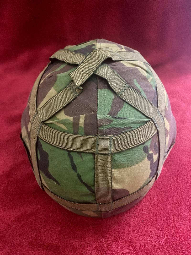Large Size British Army Issued GS MK 6 Combat Helmet with DPM Camo Cover - dated 1987