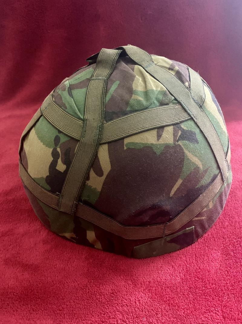 Large Size British Army Issued GS MK 6 Combat Helmet with DPM Camo Cover - dated 1987