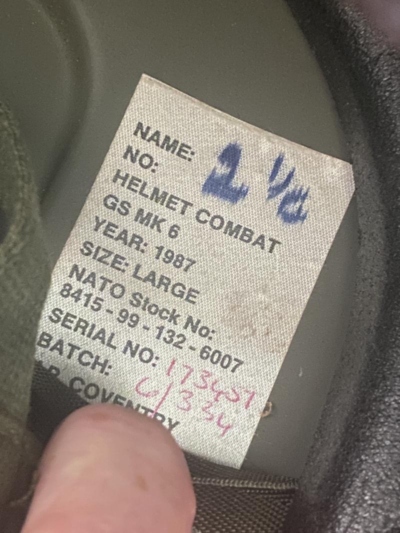 Large Size British Army Issued GS MK 6 Combat Helmet with DPM Camo Cover - dated 1987
