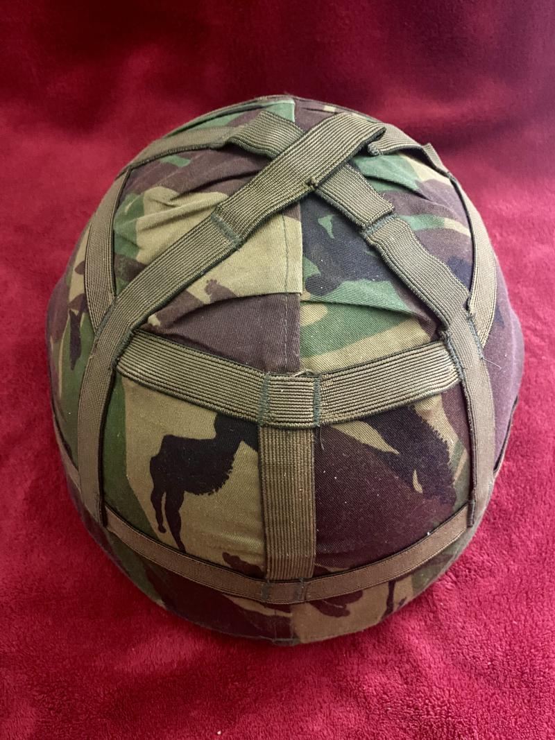 Large Size British Army Issued GS MK 6 Combat Helmet with DPM Camo Cover - dated 1987