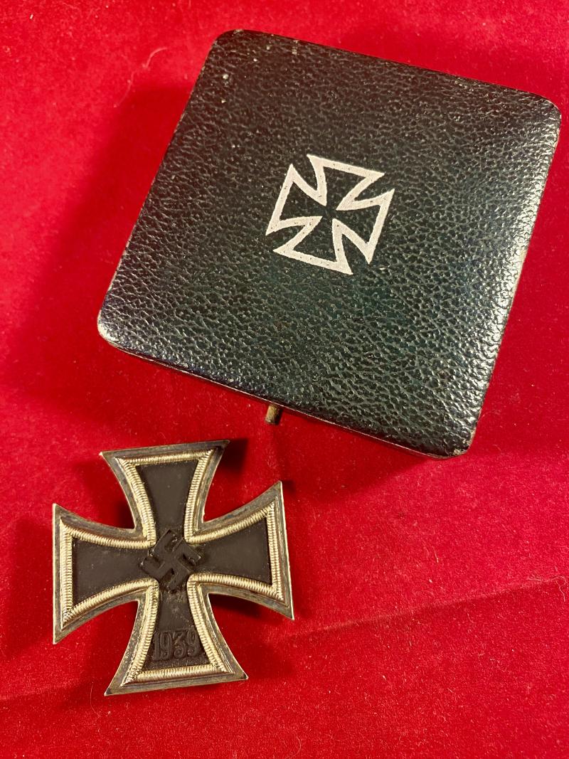 Fine Original German WW2 1939 Iron Cross 1st Class by ‘65’ Klein & Quenzer with Green Award Case