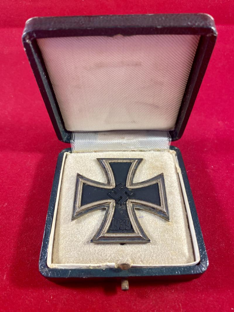 Fine Original German WW2 1939 Iron Cross 1st Class by ‘65’ Klein & Quenzer with Green Award Case