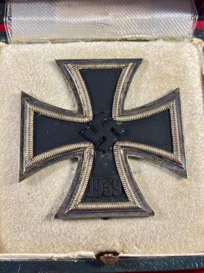 Fine Original German WW2 1939 Iron Cross 1st Class by ‘65’ Klein & Quenzer with Green Award Case