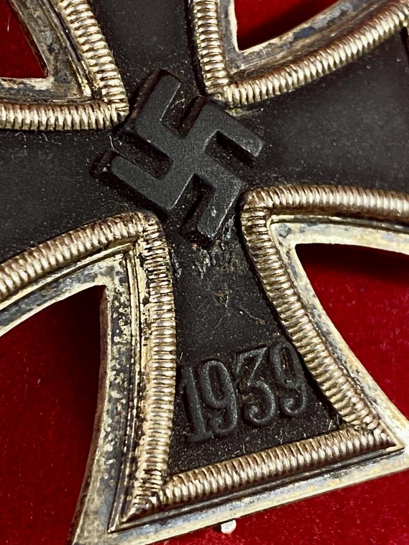 Fine Original German WW2 1939 Iron Cross 1st Class by ‘65’ Klein & Quenzer with Green Award Case
