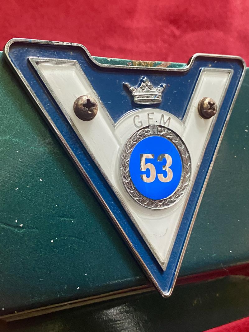 Set of Three Vintage Car Badges Relating to Guernsey - Mounted on Custom-made Metal Bracket