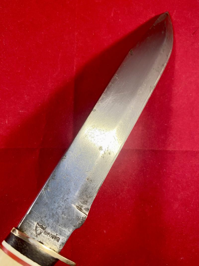 Large Original Bowie Knife by Wenoka of Japan with Embossed Eagle Head Leather Sheath c1960