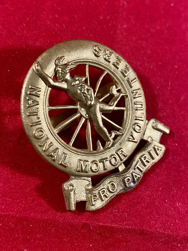 Fine Original WW1 Period Brass National Motor Volunteers Cap Badge
