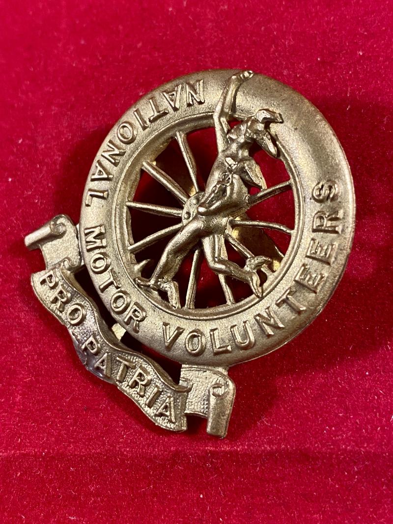 Fine Original WW1 Period Brass National Motor Volunteers Cap Badge