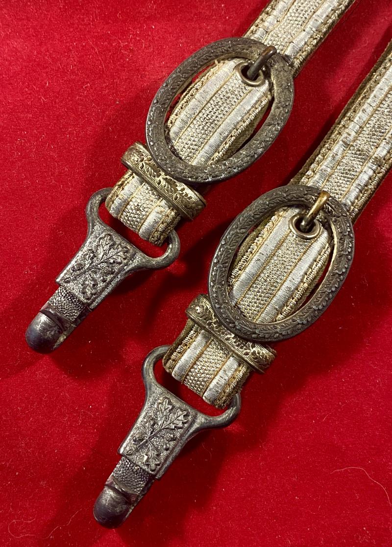 Deluxe WW2 German Army Officers Dagger Hangers with Top Oak Leaf Metal Fittings