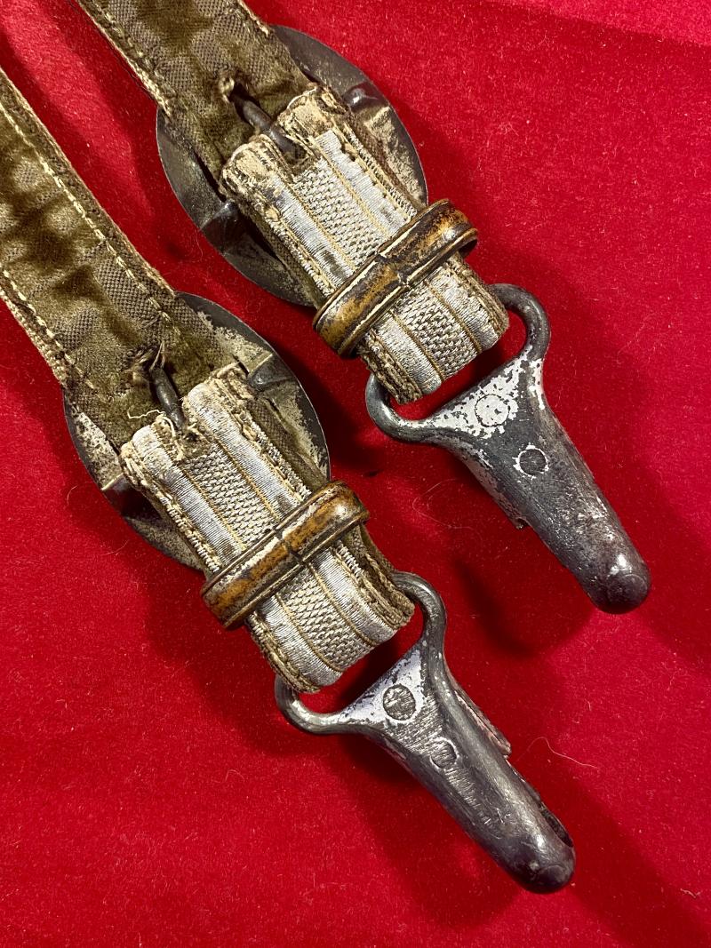 Deluxe WW2 German Army Officers Dagger Hangers with Top Oak Leaf Metal Fittings