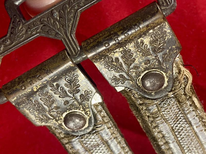 Deluxe WW2 German Army Officers Dagger Hangers with Top Oak Leaf Metal Fittings