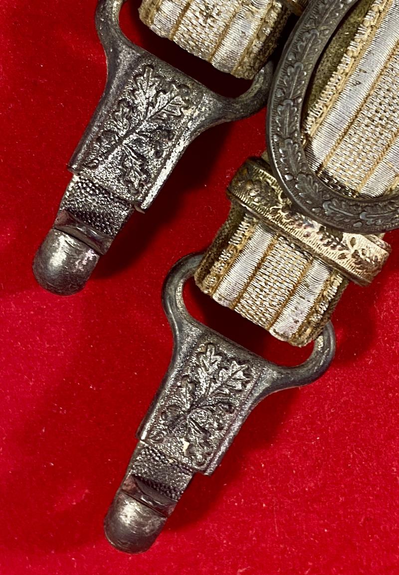 Deluxe WW2 German Army Officers Dagger Hangers with Top Oak Leaf Metal Fittings