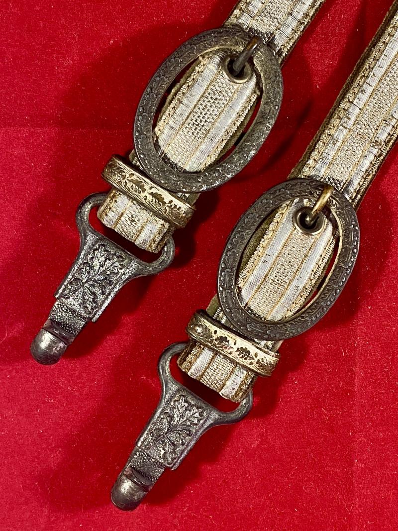 Deluxe WW2 German Army Officers Dagger Hangers with Top Oak Leaf Metal Fittings