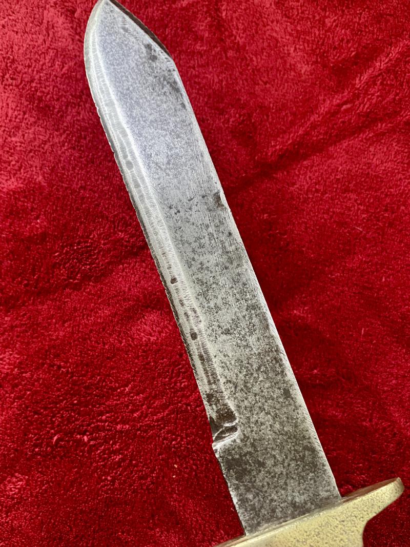 Large Bowie Knife with 10” Plain Steel Blade and English Oak Grip Scales