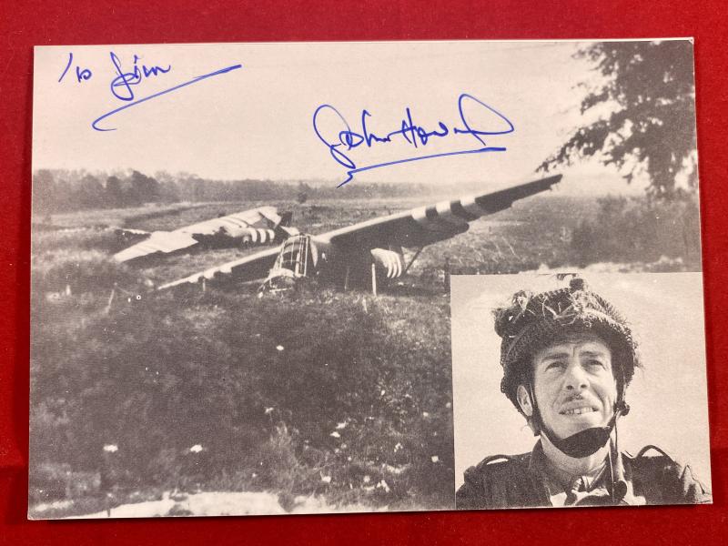 Rare Commemorative D-Day Landing Postcard from the Famous Pegasus Bridge Café signed by Major John Howard DSO c1980