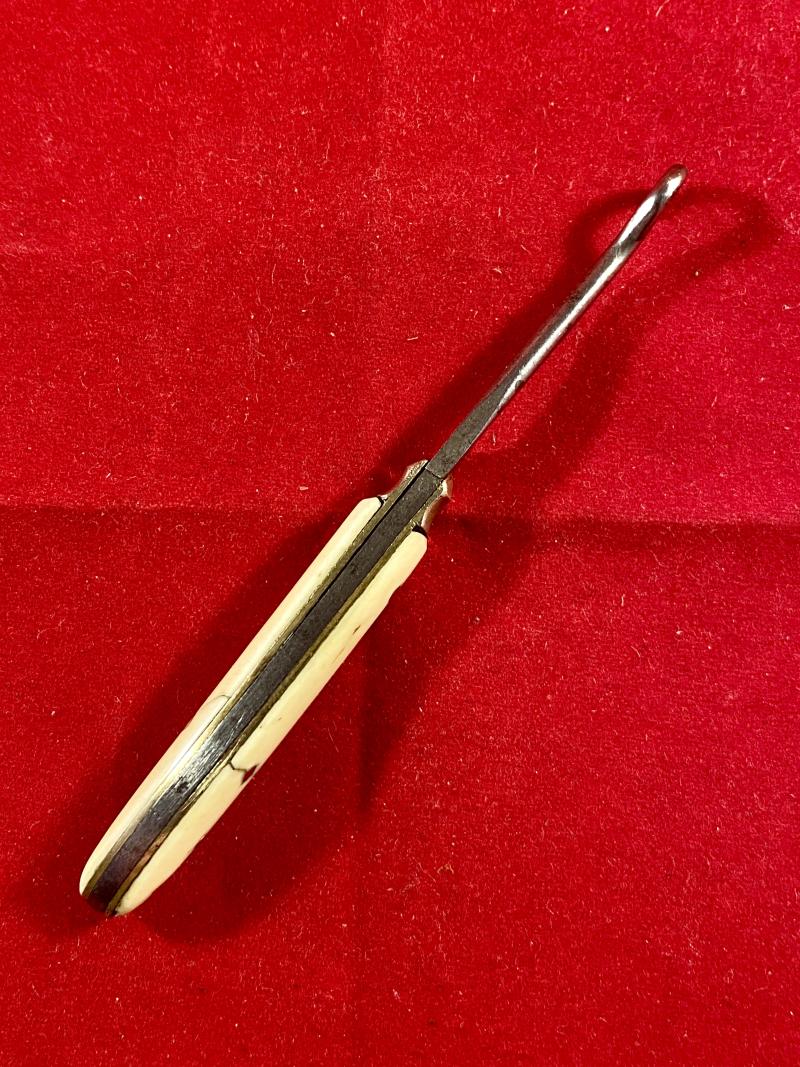 Antique Bone Handled Folding Button Hook c1890