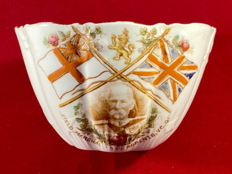 Boer War Commemorative Bone China Sugar Bowl Depicting General Sir Field Marshal Lord Roberts by R.H. & S.L. Plant - S.A. Souvenir Ware