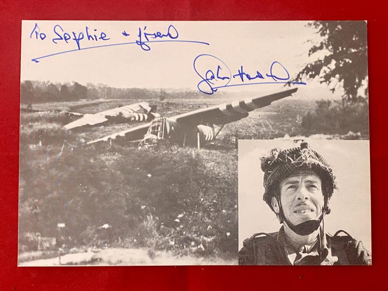 Rare Commemorative D-Day Landing Postcard from the Famous Pegasus Bridge Café signed by Major John Howard DSO c1980