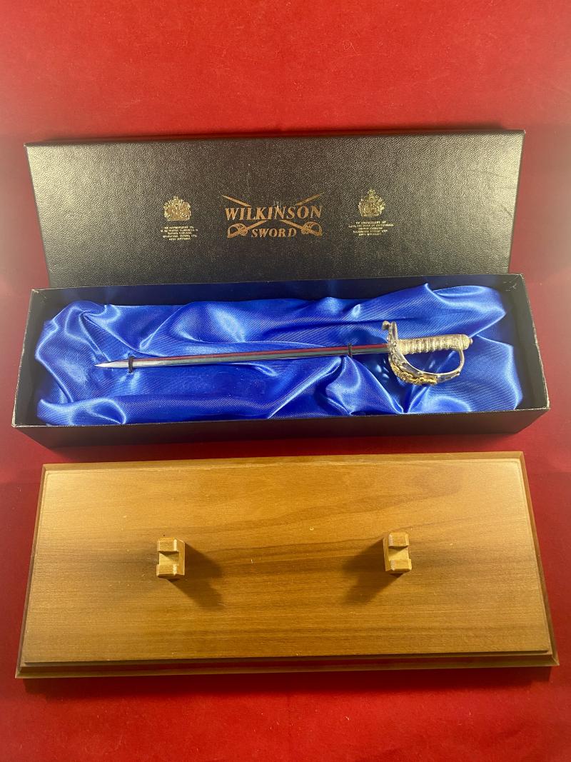 Rare Miniature Household Cavalry Officers Sword by Wilkinson Sword with Presentation Box and Wooden Display Plinth