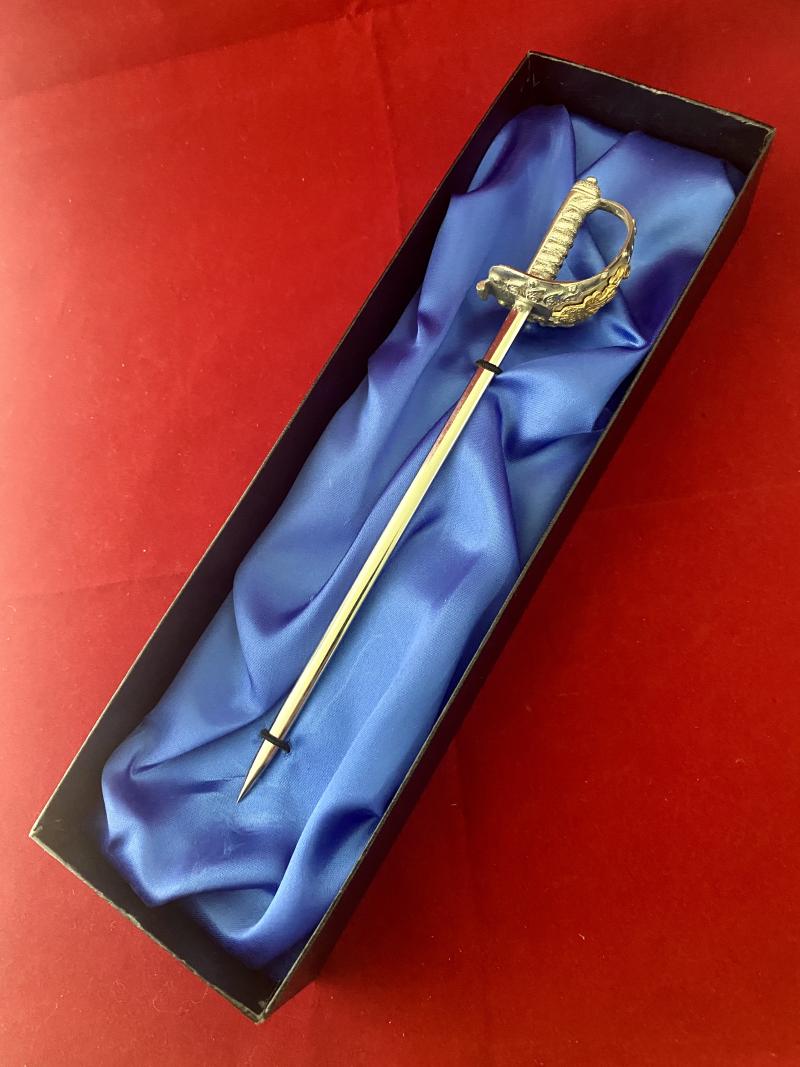 Rare Miniature Household Cavalry Officers Sword by Wilkinson Sword with Presentation Box and Wooden Display Plinth