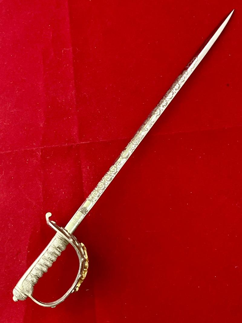 Rare Miniature Household Cavalry Officers Sword by Wilkinson Sword with Presentation Box and Wooden Display Plinth