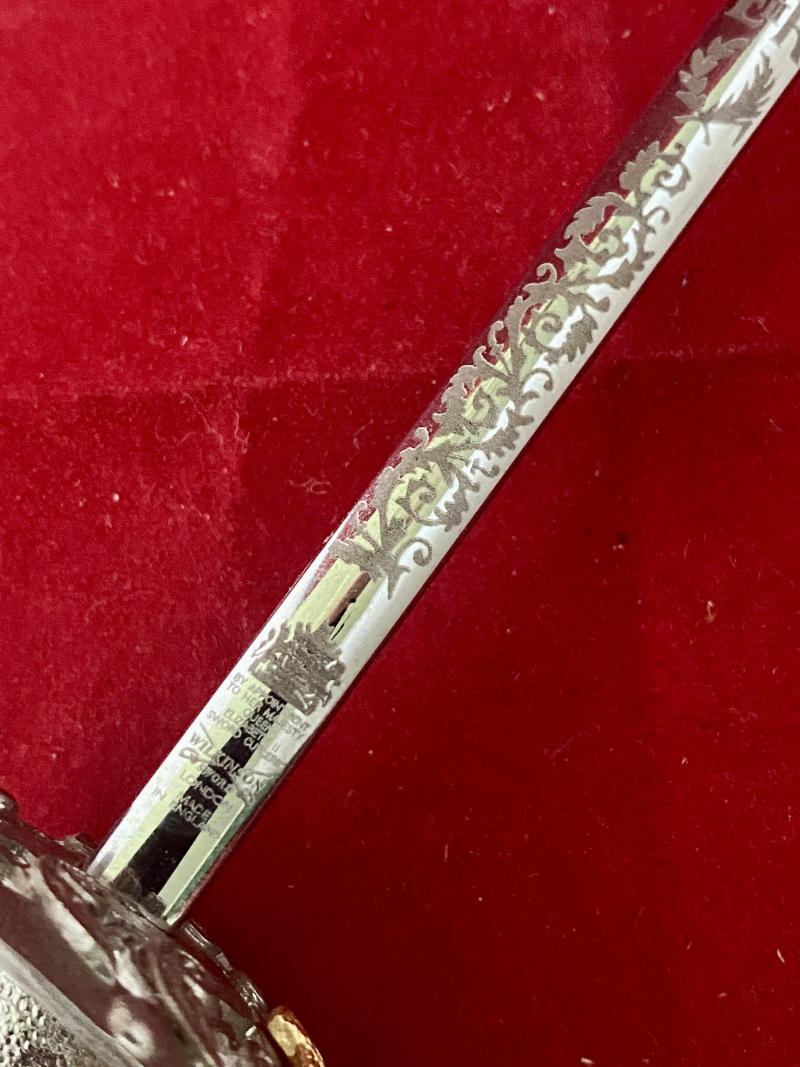 Rare Miniature Household Cavalry Officers Sword by Wilkinson Sword with Presentation Box and Wooden Display Plinth