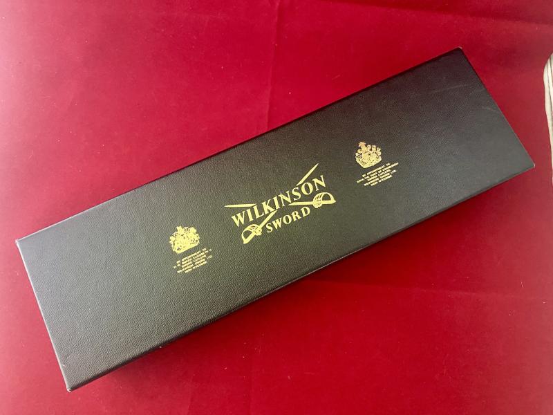 Rare Miniature Household Cavalry Officers Sword by Wilkinson Sword with Presentation Box and Wooden Display Plinth