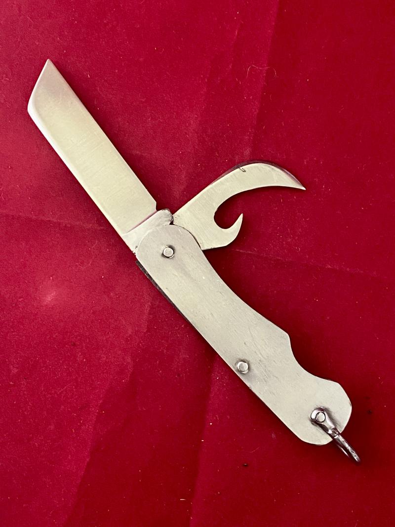 Vintage Unused British Army Folding Two-Piece Stainless Steel Clasp or Jack Knife Dated 1952 with Original Waxed Paper Wrapping