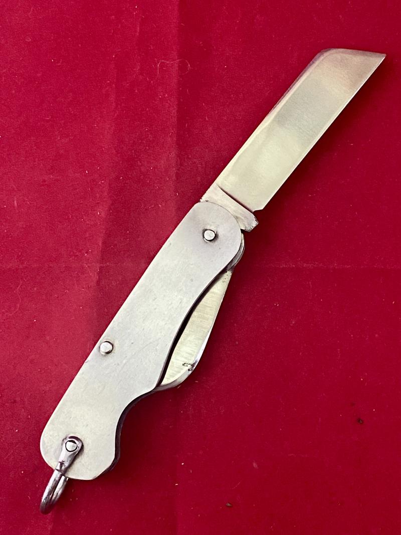 Vintage Unused British Army Folding Two-Piece Stainless Steel Clasp or Jack Knife Dated 1952 with Original Waxed Paper Wrapping