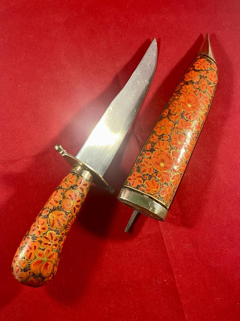 Vintage Hand Painted Indian Knife Hand Painted with an Ornate Flower Pattern